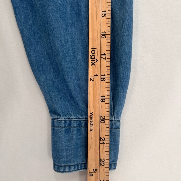 Harley-Davidson Biker Blues Womens Chambray Cropped Tie Front Shirt Y2K S - Picture 11 of 12